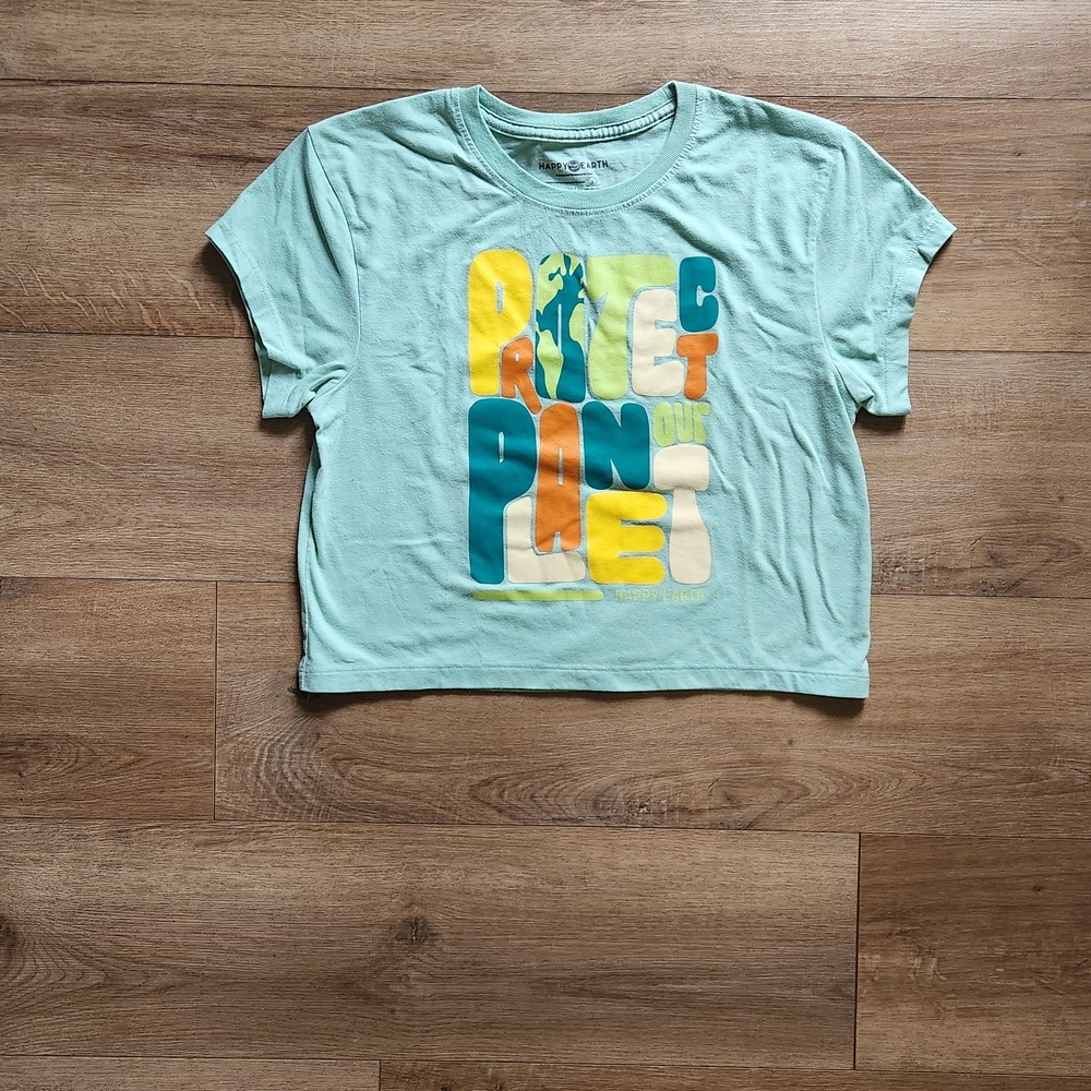 Happy Earth Eco-Friendly Graphic Tee - Mint Green